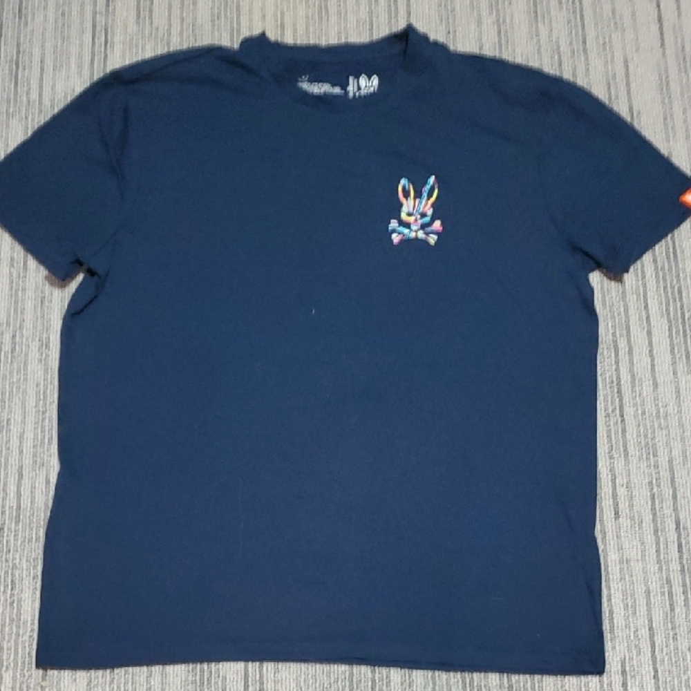 Mens Navy Blue Graphic T-Shirt Psycho Bunny Size S